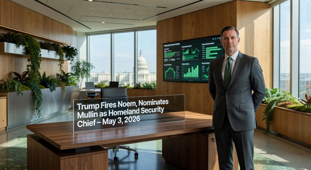 Trump Fires Noem, Nominates Mullin as Homeland Security Chief – May 3, 2026